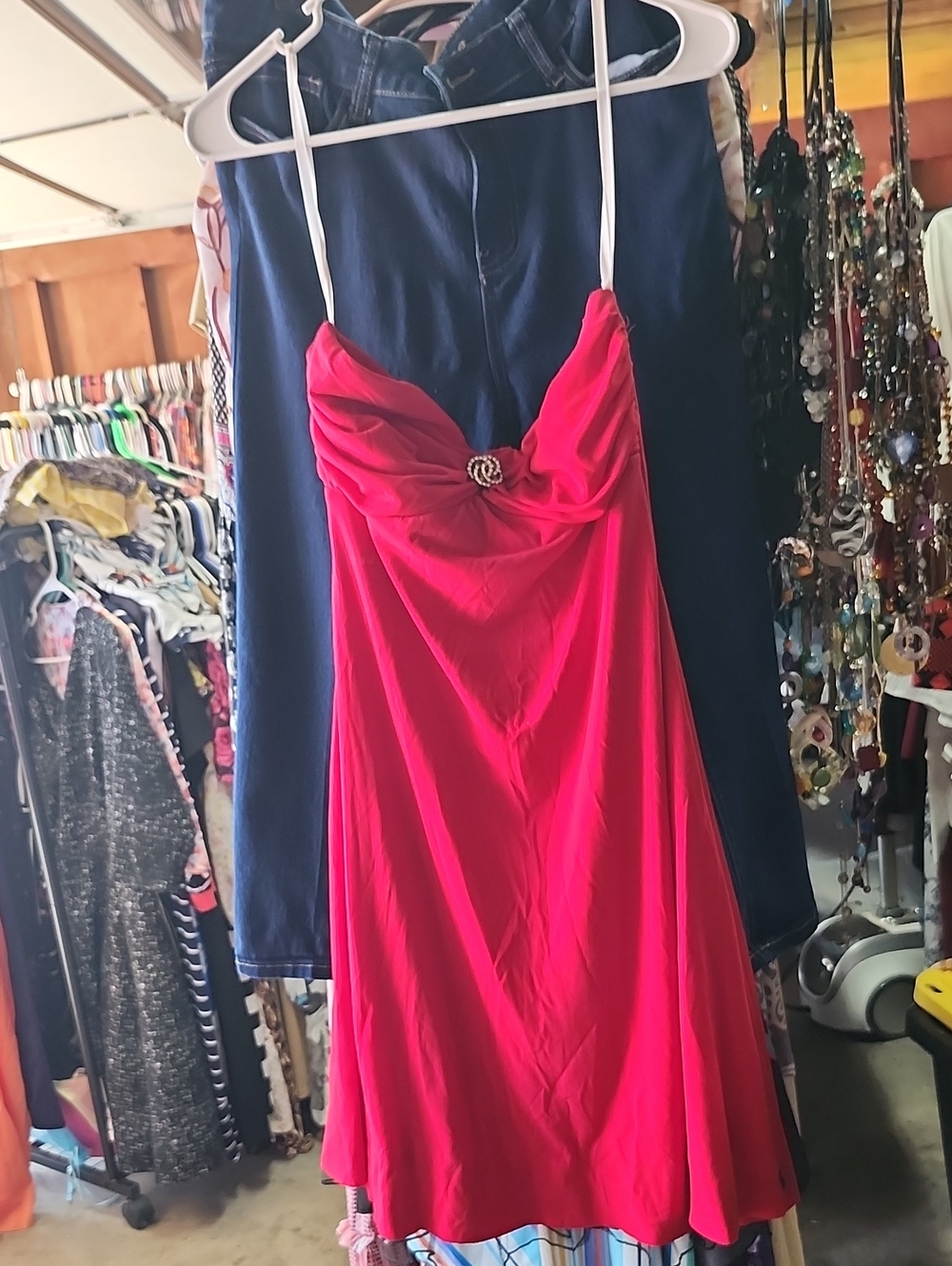 Blondie Nites Hot Pink Strapless Party Dress with Rhinestone Accent
